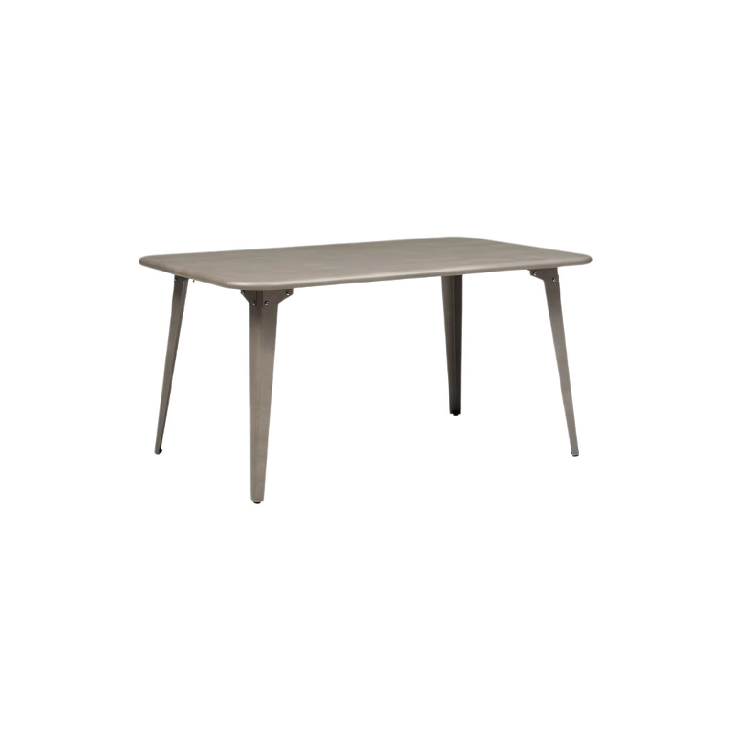 Moderne eettafel van metaal met afgeronde hoeken**
