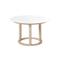 Ronde Eettafel met Wit Blad en Houten Onderstel"**