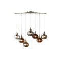 ** Moderne hanglamp met zeven glazen bolle lampen