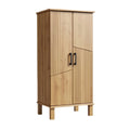 **Houten Kast met Geperforeerde Deuren en Strak Ontwerp**