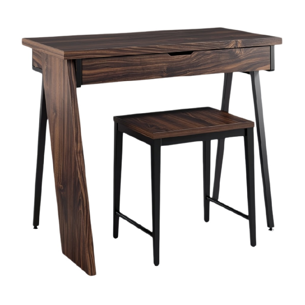 Moderne houten bureau met lade en bijpassende kruk
